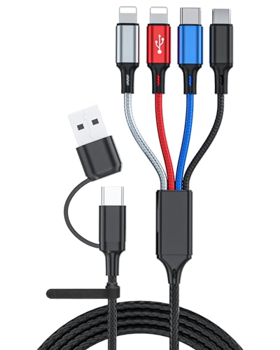 Seynli 2-Pack 6-in-1 Durable Multi Charging Cable – 6 ft Versatile USB-C, Micro USB, and Lightning Charger for Fast 2.4 A Power Delivery – Ultimate Solution for All Your Devices – Perfect for Home, Office, and On-the-Go Charging