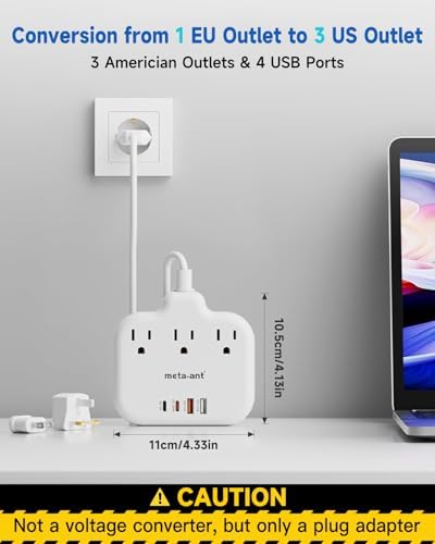 Ultimate Universal Travel Plug Adapter with PD30 W Fast Charging Hub – 3 Multi-Port Connectivity for International Travel, Featuring Dual USB-C & USB-A Outputs, 3 ft Extension Cord for Effortless Power in EU, US, UK, France & Spain – Perfect Solution for Global Adventurers Seeking Reliable Charging Options