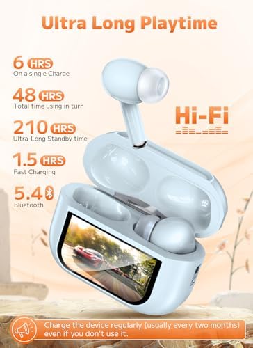 Advanced Bluetooth 5.4 Wireless Earbuds with Active Noise Cancelling (ANC) and Immersive Deep Bass – Uninterrupted 48-Hour Playtime for Ultimate Comfort and Connectivity, Ideal for Workouts, Travel, and Home Entertainment
