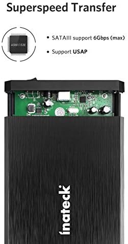 Inateck RGB 3.5-Inch SATA Hard Drive Enclosure – USB 3.0 External Case for 2.5”/3.5” HDD & SSD with 20 TB Capacity Support, 12 V/2 A Power Adapter, and Versatile Expansion Ports – Ideal for Gamers and Tech Enthusiasts – Enhance Data Management with Stylish RGB Lighting