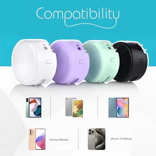 Compact Mini Power Bank with Retractable Lightning Cable – 2500 m Ah Travel Charger for i Phone – Ultra-Lightweight Backup Battery for On-the-Go – Fast Charging Wall Plug Accessory in Multiple Colors – Enhanced Compatibility for i Phone Models