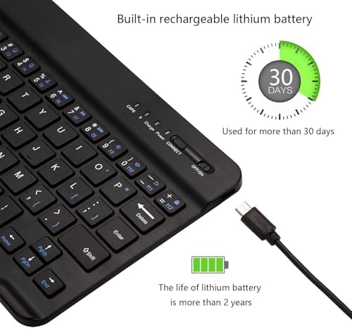 Portable Ultra-Slim Bluetooth Keyboard – Rechargeable Mini Wireless Typing Solution for i Pad, i Phone, Android Tablets and Smartphones – Enhanced Compatibility & Quick Response Keys – Perfect for On-the-Go Productivity