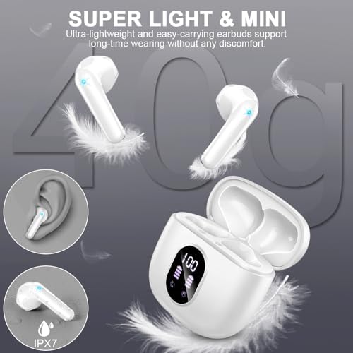 Revolutionary Bluetooth 5.4 Wireless Earbuds – 50 Hours of Immersive Deep Bass Playback, IP7 Waterproof Protection, and Advanced Noise Cancellation with Four ENC Microphones for Crystal-Clear Calls – USB-C Charging and Dual LED Battery Indicator – Perfect for Active Lifestyles and Music Enthusiasts Compatible with Android & i OS Devices