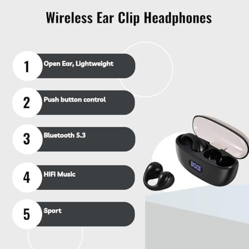 Revolutionary Bluetooth 5.3 Bone Conduction Wireless Ear Clip Headphones – Waterproof Hi-Fi Sport Earbuds for Dynamic Lifestyles – Ultra-Lightweight Design Ensures Comfort and Unmatched Sound Quality for Fitness and Outdoor Adventures