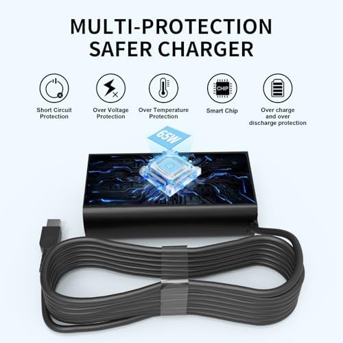 65 W USB-C Laptop Charger for Lenovo Think Pad, Yoga, and Chromebook – Universal Power Adapter with Enhanced Compatibility for Fast Charging Across Multiple Models Including X1 Carbon, T-Series, and More – Ideal Replacement for HP, Dell, Acer, and ASUS Devices – Reliable 110-240 V Input, 1-Year Warranty