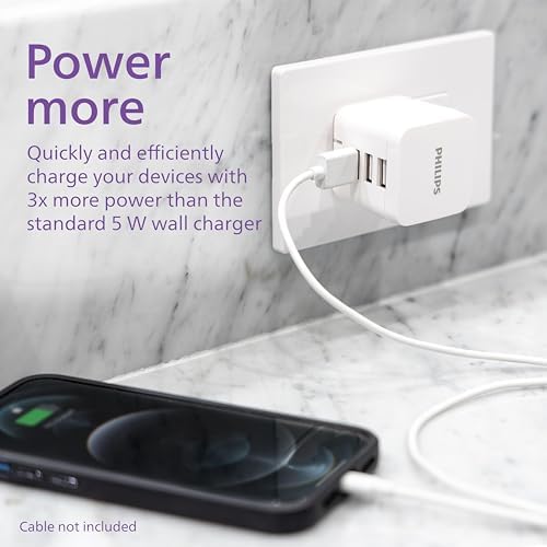 Philips 65 W Ga N Fast Charging Wall Charger – 3-Port USB-C & A Power Adapter for i Phone 15/16 Series & i Pad Pro – Compact, Foldable Design for Ultimate Portability – Efficient Multi-Device Charging Solution