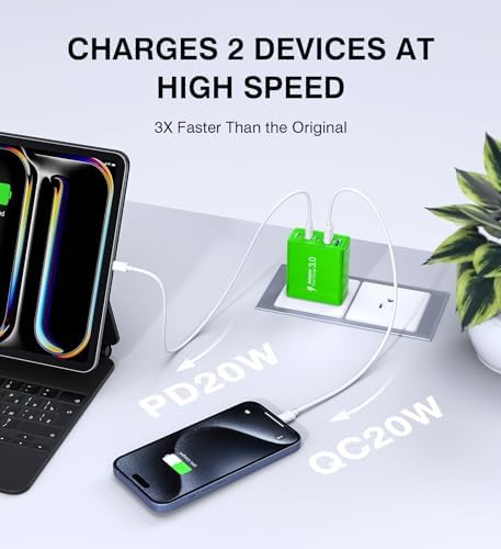 Efficient 50 W Dual USB-C Wall Charger Duo – Rapid Multi-Device Power Adapter for i Phone 16/15/14/13/12, i Pads, and Android Smartphones – Compact Fast Charging Solution for On-the-Go Professionals