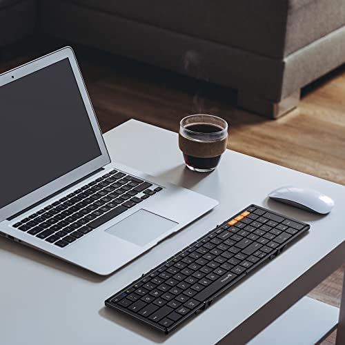 Portable Full-Size Proto Arc Bluetooth Keyboard XK01 – Foldable Wireless Keyboard with Numeric Keypad for i Pad, Tablets, Smartphones, and Laptops – Rechargeable Multi-Device Solution for Windows, i OS & Android – Ultimate Travel Companion for On-the-Go Professionals