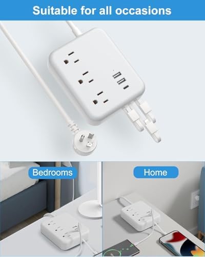 Ultimate Travel USB Power Strip – 6-Port Charging Hub with 3 AC Outlets & 3 ft Flat Plug, Compact and Lightweight Design for Office, Dorm, and Cruise Ship Use – Non-Surge Protector for Enhanced Compatibility and Speed