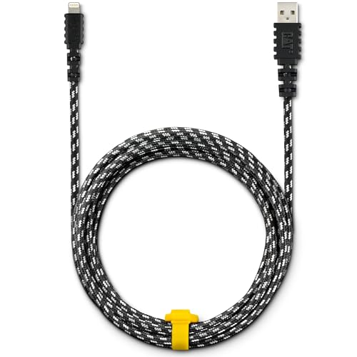 Ultra-Durable 10 ft CAT Lightning Charger Cable for i Phone & i Pad – Apple MFi Certified Fast Charging USB A Male to Male Connection – Enhanced Flexibility & Reliability for Everyday Use