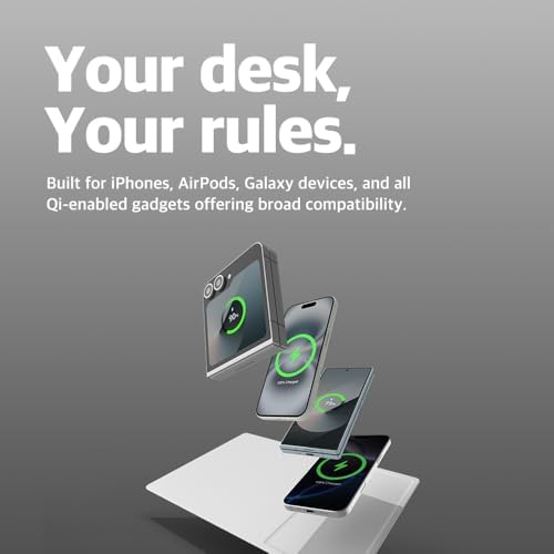 POUT H3 Midnight Blue Portable Qi Wireless Charging Mouse Pad – Effortless Device Charging Meets Sleek Workspace Efficiency for Laptops, i Phones, Air Pods & Samsung Galaxy – Lightweight, Non-Slip Design Enhances Productivity & Style