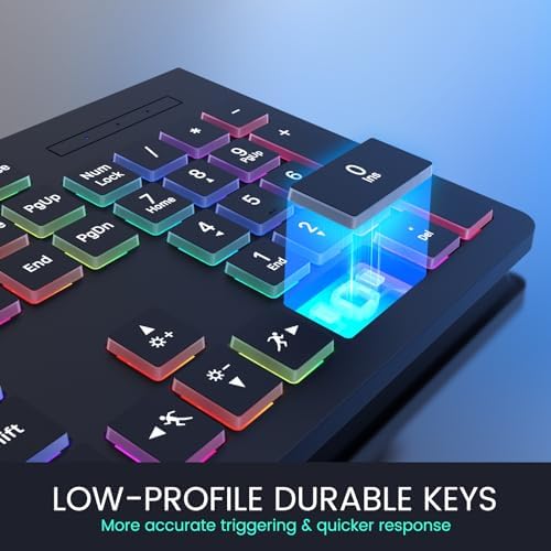 Upgrade Your Typing Experience with the Spill-Resistant USB Wired Keyboard – Low Profile Chiclet Keys, Large Number Pad, and Ergonomic Design for Enhanced Comfort and Speed – Perfect for Professionals and Home Users (Black)