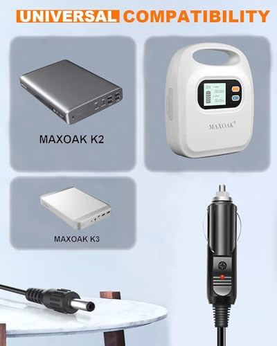 Versatile Car Charger for MAXOAK K2/K3 Power Bank & Chuwi UBook Series – 12 V-24 V DC Adapter with 6.56 ft Heavy Duty Cable, Overheating Protection, and LED Indicator for Enhanced Safety and Performance – Ideal for Travelers and On-the-Go Professionals