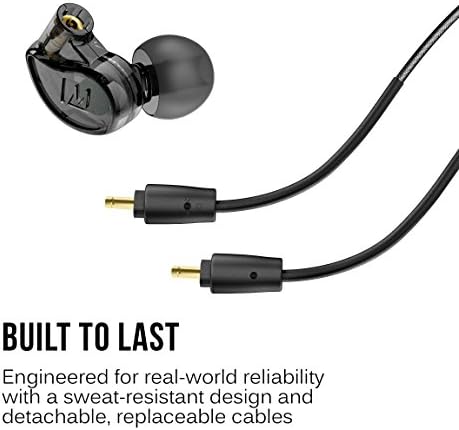 MEE audio M6 PRO In-Ear Monitor Headphones – 2 nd Gen Model with Superior Sound Quality, Customizable Fit Memory Wire Earhooks, and Durable Replaceable Cables for Professional Musicians – Noise Isolation Earbuds with Dual Cord Options (Black) – Perfect for Live Performances and Studio Recording