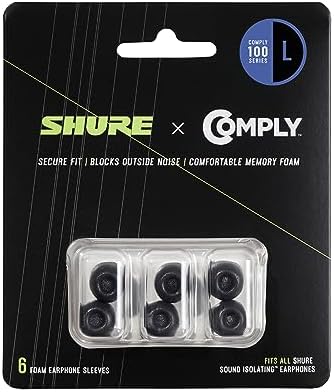 Transform Your Listening Experience with Shure Comply Foam Sleeves 100 Series – Ultra-Comfort Memory Foam Ear Tips for Enhanced Sound Isolation – 6-Pack (Medium Size) – Perfect Replacement Earbud Accessories for Optimal Fit and Immersive Audio Performance