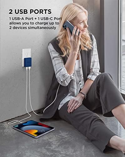 i Home 20 W Multiport USB C Charger – Fast Charging Dual Port Adapter for Home & Travel – Compact Flat USB Wall Plug with Enhanced Device Compatibility – Reliable, Efficient Power for Smartphones & Tablets