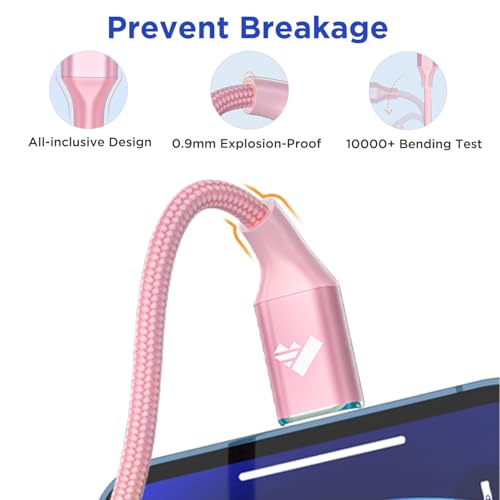 6 FT USB C to Lightning Charging Cable 2 Pack – MFi Certified Braided Fast Charger for i Phone 14/13/12 Series and i Pad – Durable, High-Speed Data Transfer and Enhanced Compatibility for All Apple Devices
