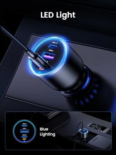 UGREEN 130 W USB-C Car Charger: Lightning-Fast Dual Port Adapter for i Phone 16/15/14, Galaxy S24/S23 Ultra, i Pad & Mac Book – Superior Compatibility for On-the-Go Power Solutions