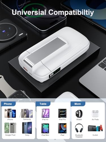 Ultimate 5-in-1 Wireless Charging Station with 10000 m Ah Power Bank – Magnetic Fast Charging for i Phone 12-16 Pro Max, Air Pods, and Apple Watch | LED Display, Sleek Portable Design for Effortless On-the-Go Charging