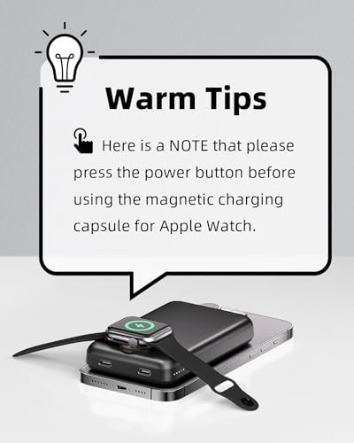 Ultra-Fast 4-in-1 Magnetic Power Bank: 10,000 m Ah Wireless Charger for i Phone 12/13/14/15/16 Series & Apple Watch – Convenient USB-C 20 W PD Charging for Busy Lifestyles – Compact Portable Power Solution for On-the-Go Energy Needs