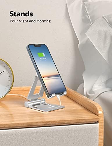 Nulaxy 2 Pack Dual Folding Cell Phone Stand, Fully Adjustable Foldable Desktop Phone Holder Cradle Dock Compatible with Phone 16 15 14 13 12 Pro Xs Xs Max Xr X 8, All Phones, Black & Silver – Enhanced Compatibility and Speed