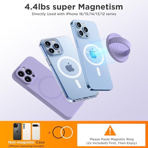 Magnetic Silicone Phone Grip for i Phone 12-16 | Stylish Lilac Purple Finger Ring Holder with Comfortable Removable Loop | Enhanced Mag Safe Compatibility for Ultimate Secure Handling and Effortless Functionality | Durable and Elegant Mobile Accessory