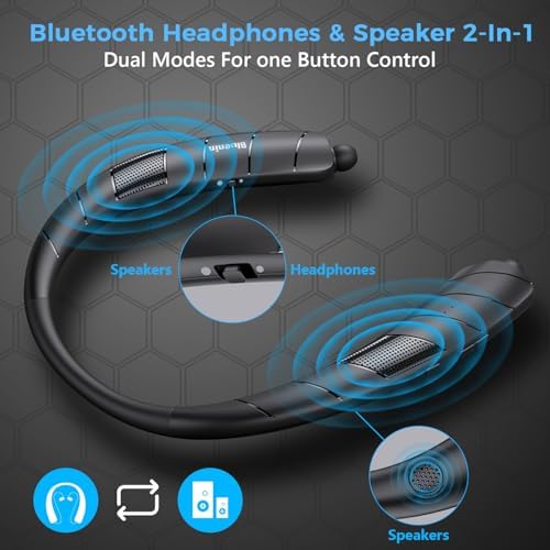 Revolutionize Your Sound with the 2-in-1 Neckband Bluetooth Headphones & Portable Speaker – Ultra-Lightweight 99 g Design, Retractable Earbuds for Simple Storage, Built-in Mic for Effortless Hands-Free Calling – Ideal for Home, Office, and Outdoor Adventures – Superior Sound Quality & Universal Device Compatibility
