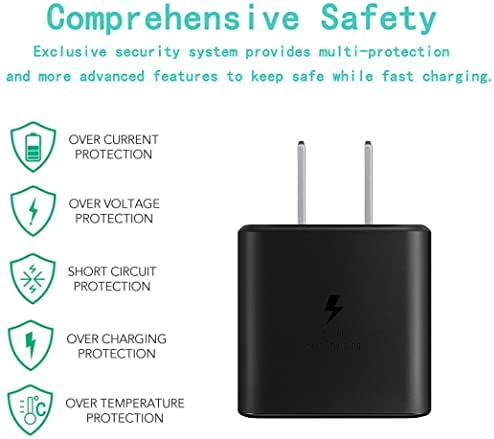 Samsung 45 W USB C Fast Charger – Ultra-Fast Wall Plug for Galaxy S25/S24/S23 Series, Note 10, Tab S7/S8 – Compact Design with Advanced Safety Features for Quick Power Delivery and Enhanced Device Compatibility