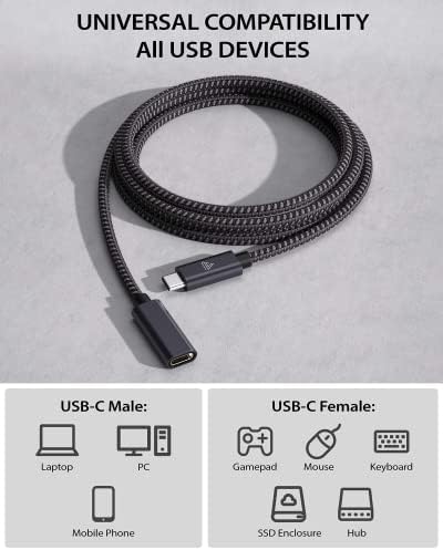 High-Speed USB C Extension Cable (20 Gbps Data Transfer, 240 W Fast Charging, 3.3 Ft) – USB 3.2 Type C Male to Female Adapter for i Phone 16, Pixel, PSVR2, Mac Book Air/Pro, and Dell XPS – Optimal Versatility & Enhanced Performance in a Sleek Red Design