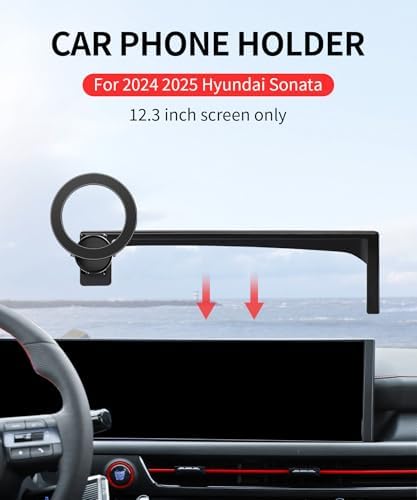 Premium 360° Rotating Car Phone Holder for 2024-2025 Hyundai Sonata – Secure Mag Safe Compatible Mount with Fixed Clip for 12.3-Inch Screens, Non-Obstructive Design for Air Vents, Enhanced Stability and Easy Access to Navigation & Calls
