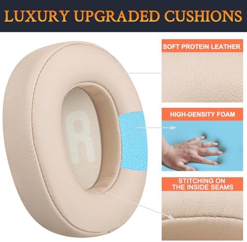 Premium SOULWIT Replacement Earpads for JBL Tune 700 Series – Soft Protein Leather & High-Density Foam Cushions in Sand Dune – Elevate Comfort & Sound Isolation for Wireless Over-Ear Headphones – Effortless Installation & Enhanced Durability
