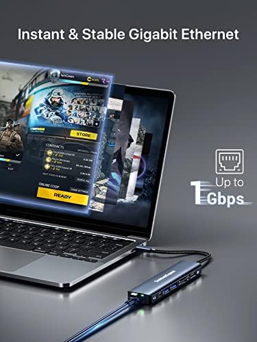 Transform Your Tech Experience with the Dockteck 7-in-1 USB C Hub Multiport Adapter – Ultimate 4 K HDMI, High-Speed Ethernet, 100 W PD Charging, Dual USB 3.0 Ports & SD/TF Card Reader for Mac Book, i Pad, HP, Dell XPS & More – Perfect for Seamless Connectivity and Enhanced Productivity!