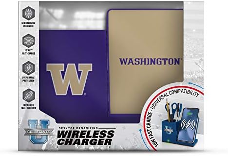 NCAA Unisex Fast Wireless Charging Stand & Desk Organizer – Stylish Multi-Device Charger for Sports Enthusiasts, Efficient Workspace Solution with Built-in Accessory Compartments