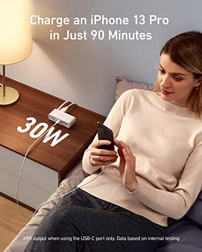 Anker 521 Power Strip Charging Station – 3 AC Outlets & 30 W USB-C Charger for Fast, Efficient Power Delivery | Ideal for Home, Office, Dorm, and Travel | Versatile 5 ft Extension Cord for Enhanced Flexibility | Compatible with i Phone 16/15 and More Devices