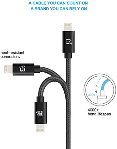LAX MFi Certified Lightning Cable for i Phone & i Pad – 6 ft Durable Braided USB Cord with Fast Charging Capability for Enhanced Performance and Compatibility Across All Devices