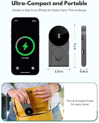 Compact 3-in-1 Wireless Charging Station for Apple Devices – Ultra-Fast 15 W Mag Safe Charger with Foldable Design, Ideal for Travel, Office, and Home Use – Certified Apple Watch Fast Charging Ready with Smart Chip Technology for Safe Power Delivery and Efficient Heat Dissipation – Complete Charging Kit with USB-C Adapter Included