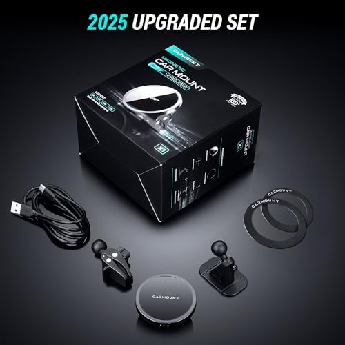 X1 Wireless Mag Safe Car Mount for i Phone 12/13/14/15/16 – Versatile Dashboard & Vent Holder with 15 W Fast Charging, 360° Adjustable Rotation & Suction Cup Base for Enhanced Stability and Compatibility