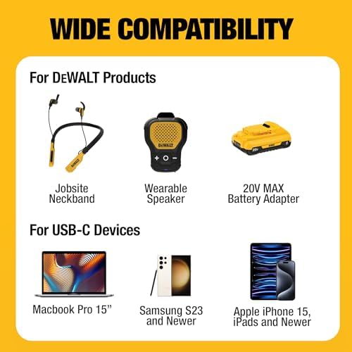 DEWALT 120 W Dual USB-C Car Charger – High-Speed PD 3.0 and PPS Fast Charging Adapter for i Phone, Galaxy, Pixel, and i Pad – Heavy Duty, Dual-Port Design for Ultimate Device Compatibility and Performance on the Go