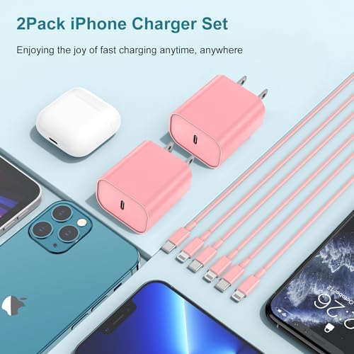 MFi Certified 20 W USB-C to Lightning Fast Charger for i Phone 14/13/12 – 6 FT Durable Cable & Power Delivery Block in Stylish Blue – Ultimate Solution for Rapid Charging of All Apple Devices Including i Pad Pro, XS, XR, 8 Plus – Optimized for Reliability and Speed