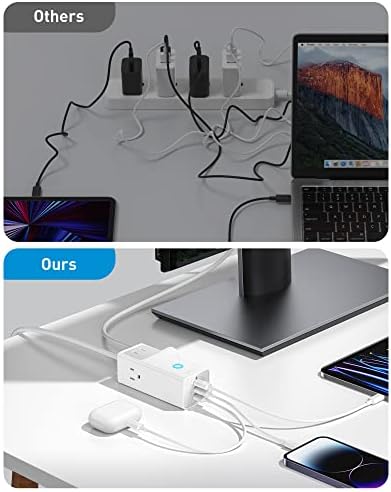 Baseus 1200 J Surge Protector Power Strip – PD 40 W USB-C Fast Charging Station with 3 AC Outlets & 3 USB Ports for Ultimate Device Compatibility in Home, Office, or Dorm Room – Safe, Efficient, and Compact Charging Solution