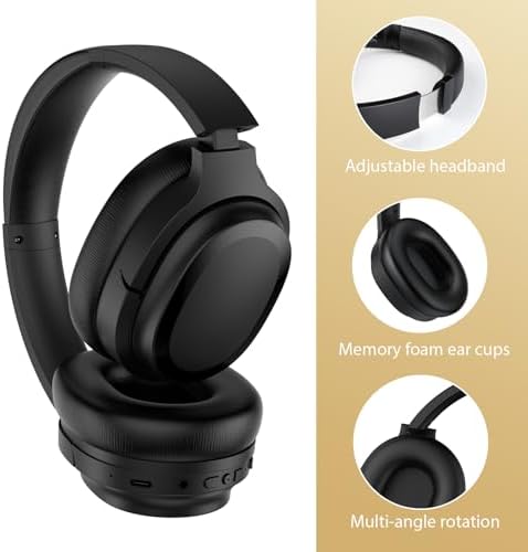 Experience Unmatched Audio with Hybrid Active Noise Cancelling Wireless Over-Ear Headphones – Superior Deep Bass, 30-Hour Battery Life, and Ergonomic Comfort for Extended Listening Sessions at Home or On-the-Go