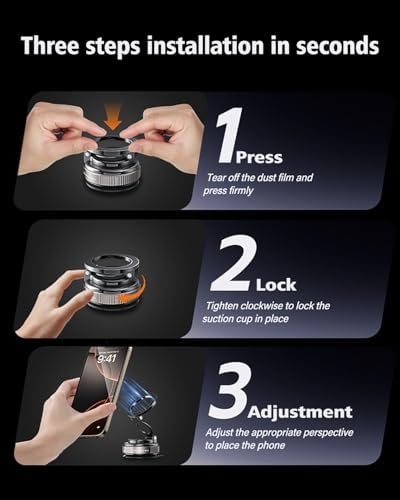 2025 Premium Magnetic Car Phone Holder – State-of-the-Art Vacuum Suction Mount with Adjustable Triple-Axis Design, 360° Rotation, and Compact 180° Foldable Bracket for All Smartphones, Including Mag Safe – Transform Your Driving Experience with Superior Stability and Effortless Accessibility