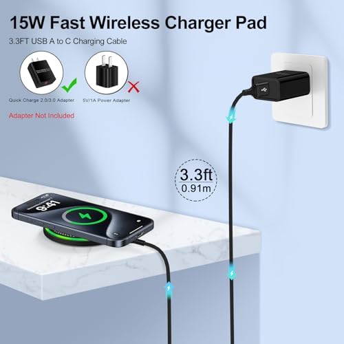 Samsung S22 Ultra Wireless Charging Stand – Fast 15 W Qi-Compatible Charger for Galaxy S25/S24/S23/S22, Google Pixel 9 Pro/8/7, i Phone 16/15/14 Series – Non-Slip Design with Smart LED Indicator and 4 FT USB-C Cable – Safe, Efficient, and Sleep-Friendly Charging Solution for All Qi-Enabled Devices