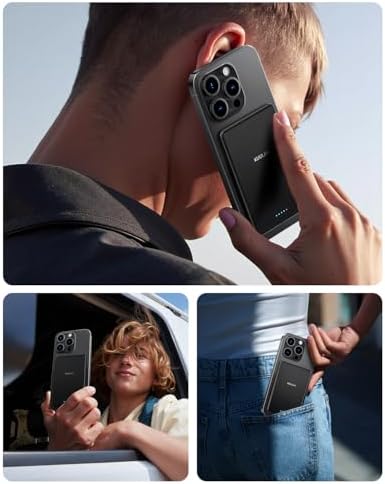 Ultra-Slim Kuulaa 10000 m Ah Mag Safe Power Bank – Fast Wireless Charger for i Phone 16/15/14/13/12 Series – Effortless Magnetic Alignment for On-the-Go Charging – High-Capacity Portable Battery Pack with LED Status Indicator