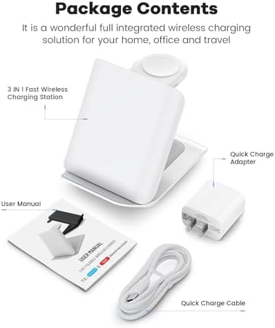 Ultimate Fast Wireless Charging Station for Samsung Galaxy Z Flip Series & Motorola Razr+ – 2-in-1 Foldable Travel Charger with PD 20 W Adapter, Sleek White Design for On-the-Go Convenience – Enhanced Speed & Compatibility for Modern Lifestyles