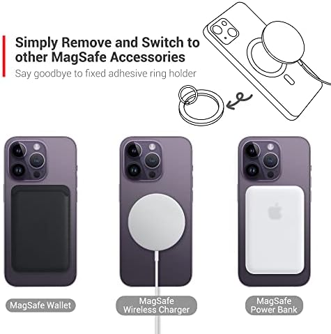 PROfezzion Ultra-Slim Magnetic Ring Holder for Mag Safe – Lightweight Zinc Alloy Phone Grip for i Phone 16/15/14/13/12 Pro Max Plus with Mag Safe Case – Effortless Attach and Detach, 360° Rotation & 130° Angle Flexibility – Ideal for On-the-Go Use and Mag Safe Car Mount Compatibility – No Residue, Strong 3.2 lb Grip