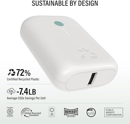 Champ Lite Ultra-Compact 5200 m Ah Fast Charge Power Bank – 15 W Dual USB-C & A Ports, Essential Travel Battery Pack for i Phone, Galaxy, Pixel, Mac Book, i Pad, Kindle, Air Pods & More – Lightweight Portable Charger with Charging Cable for On-the-Go Energy Solutions