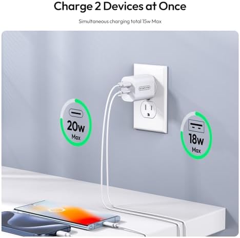 Lightning-Fast Power Duo for i Phone 15: 20 W Type C Wall Charger & 5 FT USB-C Cable Bundle – Ultimate Charging Efficiency for i Phone 15/15 Pro/Pro Max/Plus & i Pad Models – Compact, Durable, and Perfect for On-the-Go Charging Solutions – Enhance Device Performance with Rapid Charge Technology