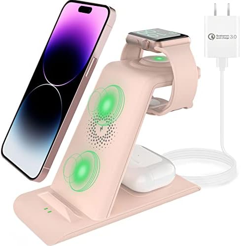 HATALKIN Advanced 3-in-1 Wireless Charging Hub: Ultimate Power Station for Apple Watch, i Phone 16/15/14/13/12 Pro Max/X/XS, and Air Pods Pro – Rapid Intelligent Charging in a Modern, Space-Saving Design for Effortless Home and Office Efficiency