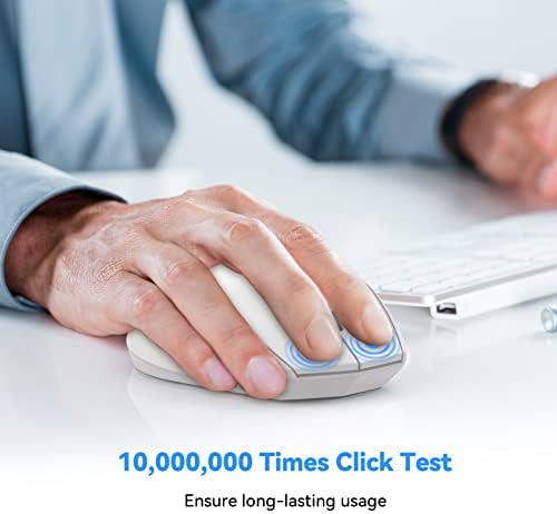 TECKNET Bluetooth Wireless Mouse – Ergonomic 4800 DPI Precision with 6 Adjustable Settings, Long-Lasting 2-Year Battery, and 6 Functional Buttons for Laptops & Windows – Sleek Grey Design for Enhanced Comfort and Productivity